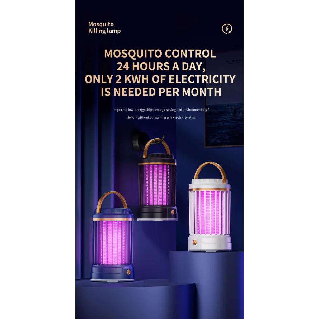 Dark Blue Portable 3-in-1 Electric Mosquito Zapper Lamp