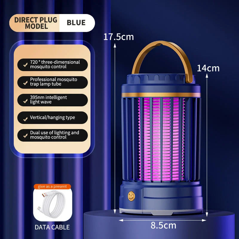 Dark Blue Portable 3-in-1 Electric Mosquito Zapper Lamp