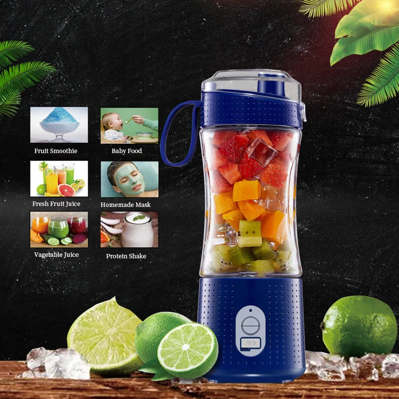 Dark Blue Portable Mini Juicer - Rechargeable Electric
