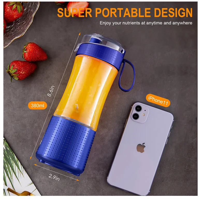 Dark Blue Portable Mini Juicer - Rechargeable Electric