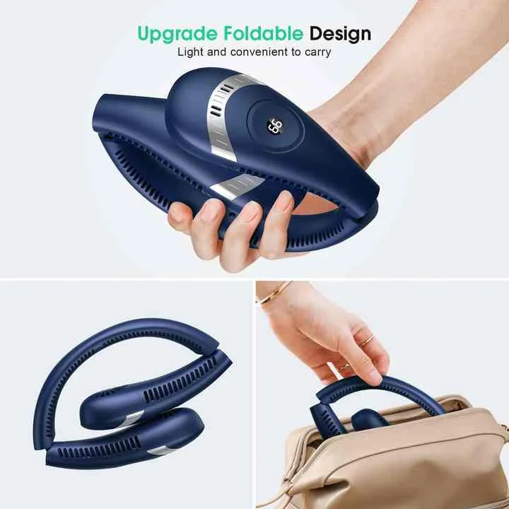 Dark Blue Rechargeable 5000mAh Portable Neck Fan