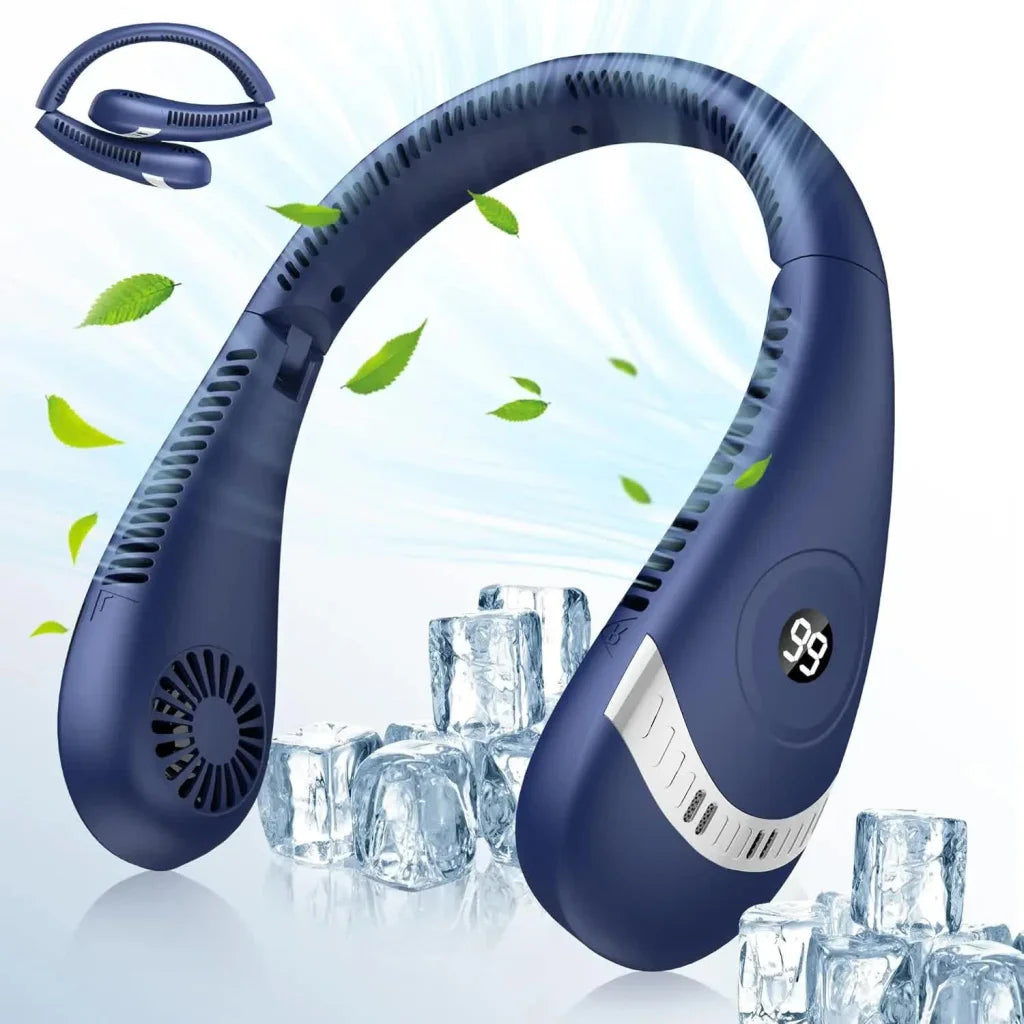 Dark Blue Rechargeable 5000mAh Portable Neck Fan