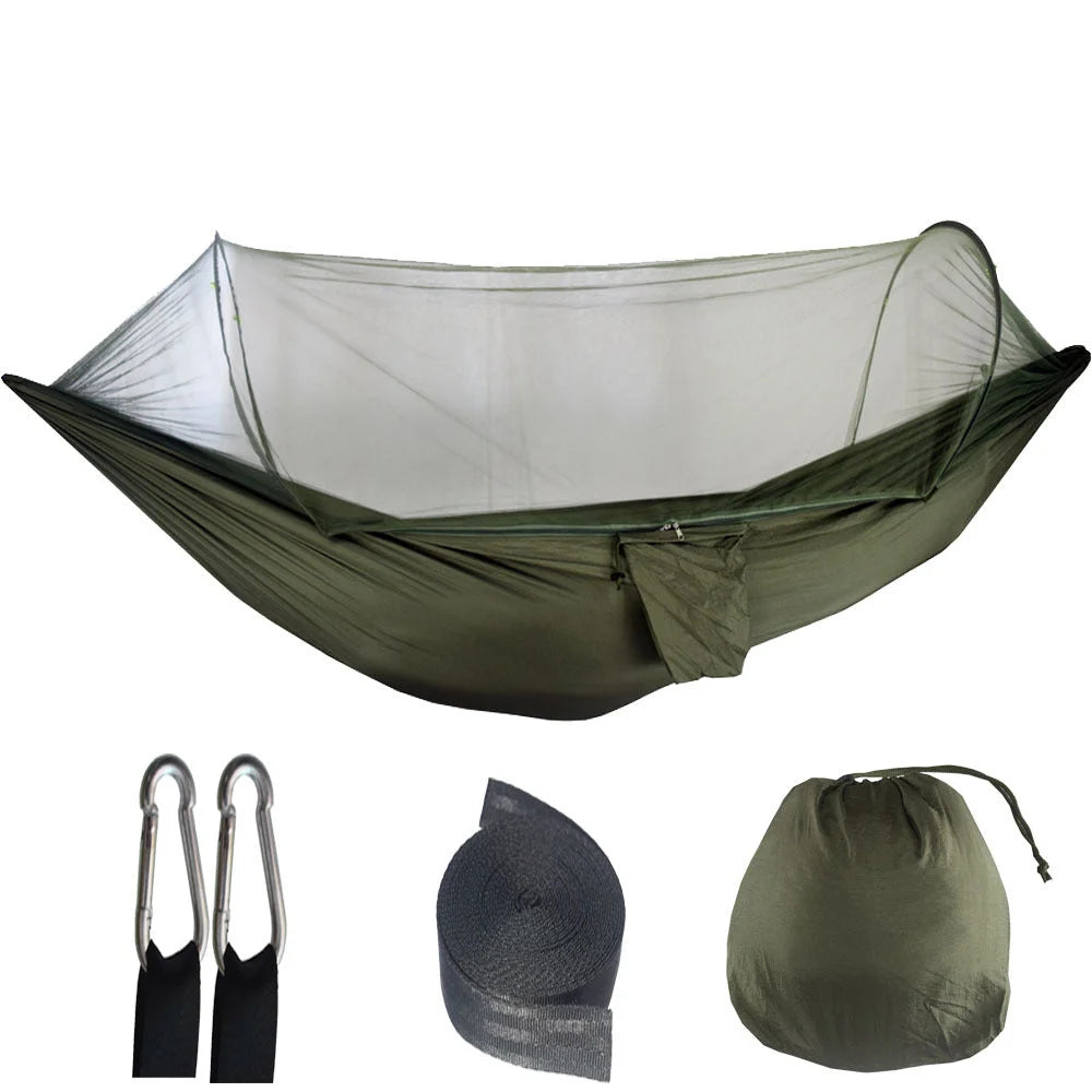 Dark Green Automatic Pop-Up Mosquito Net Hammock – 200kg