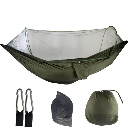 Dark Green Automatic Pop-Up Mosquito Net Hammock – 200kg