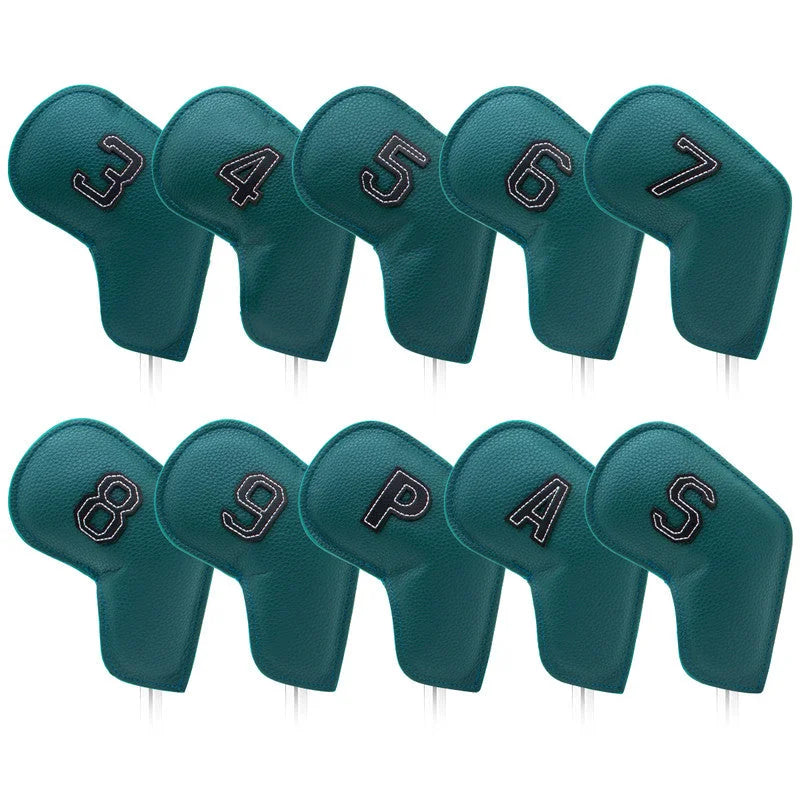 Dark Green Golf Iron Head Covers Set of 10 - Waterproof PU