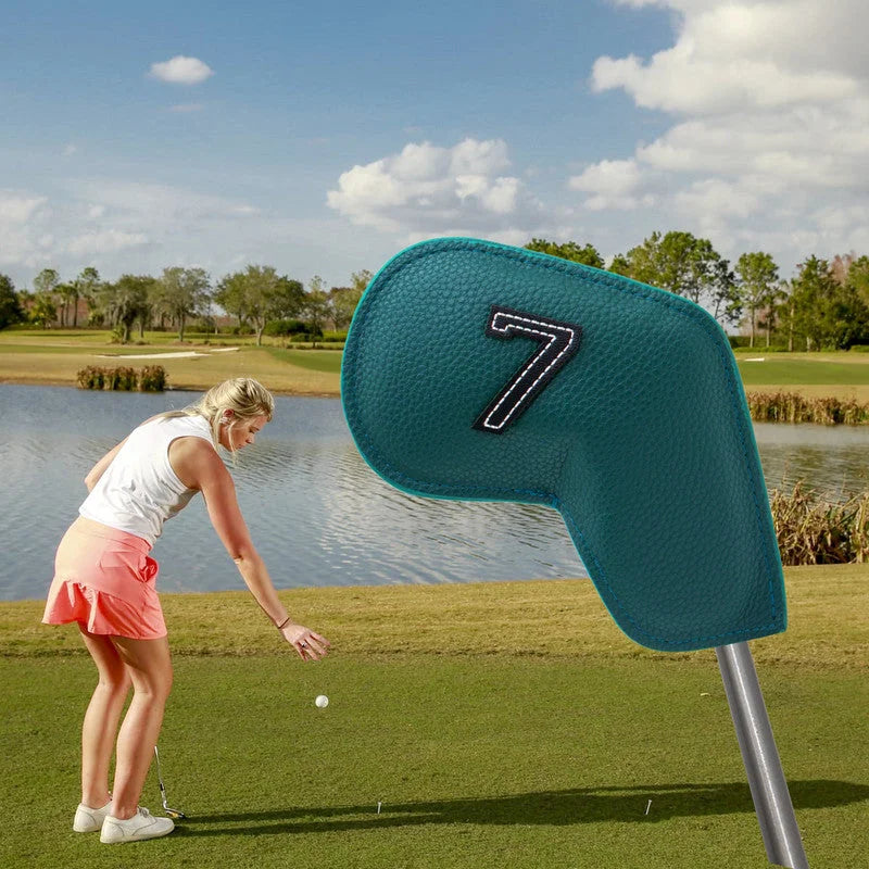 Dark Green Golf Iron Head Covers Set of 10 - Waterproof PU