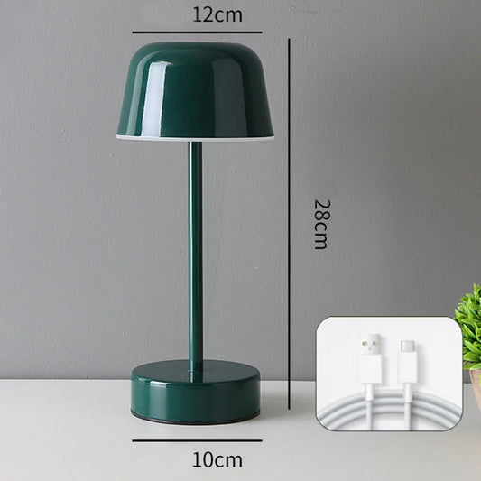 Dark Green Modern Minimalist LED Table Lamp - Rechargeable