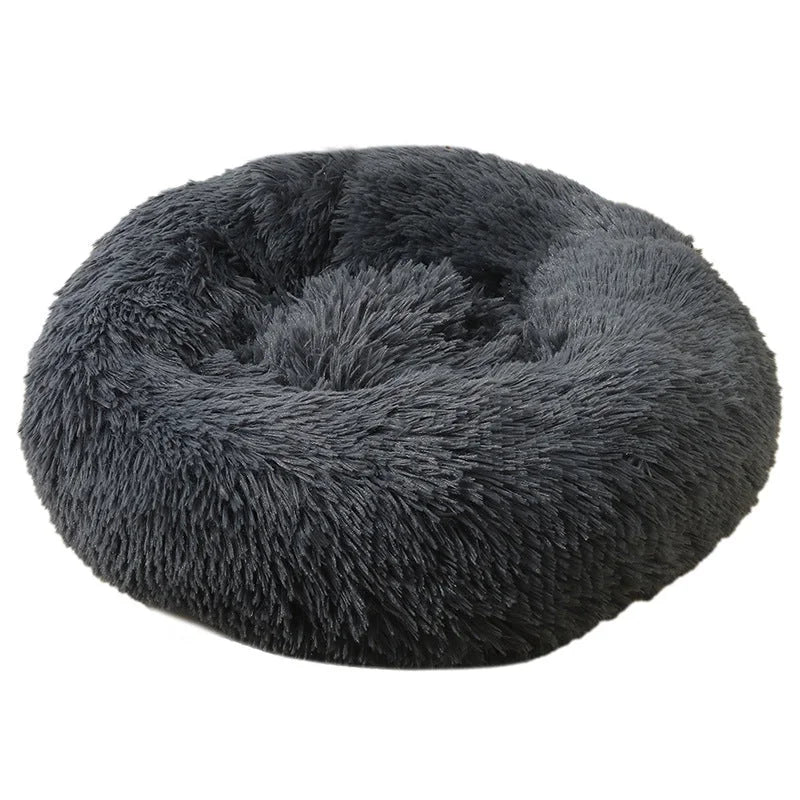 Dark Grey 50cm Cozy Round Pet Bed - Plush Cat & Dog Bed