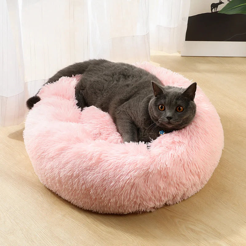 Dark Grey 50cm Cozy Round Pet Bed - Plush Cat & Dog Bed