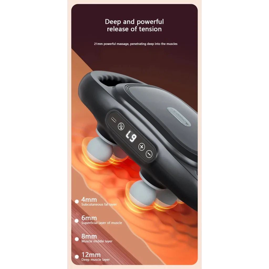 Dark Grey Advanced 6-Head Percussion Massager with Heat