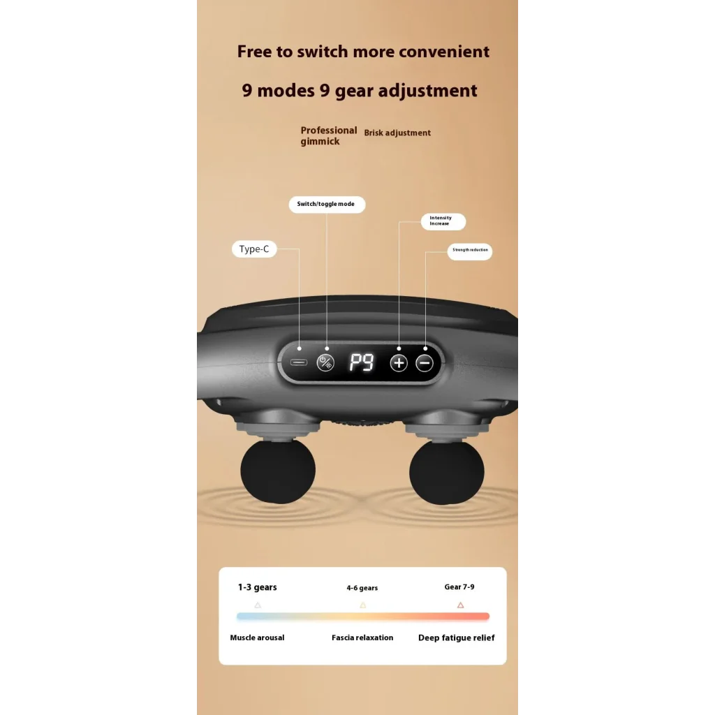 Dark Grey Advanced 6-Head Percussion Massager with Heat