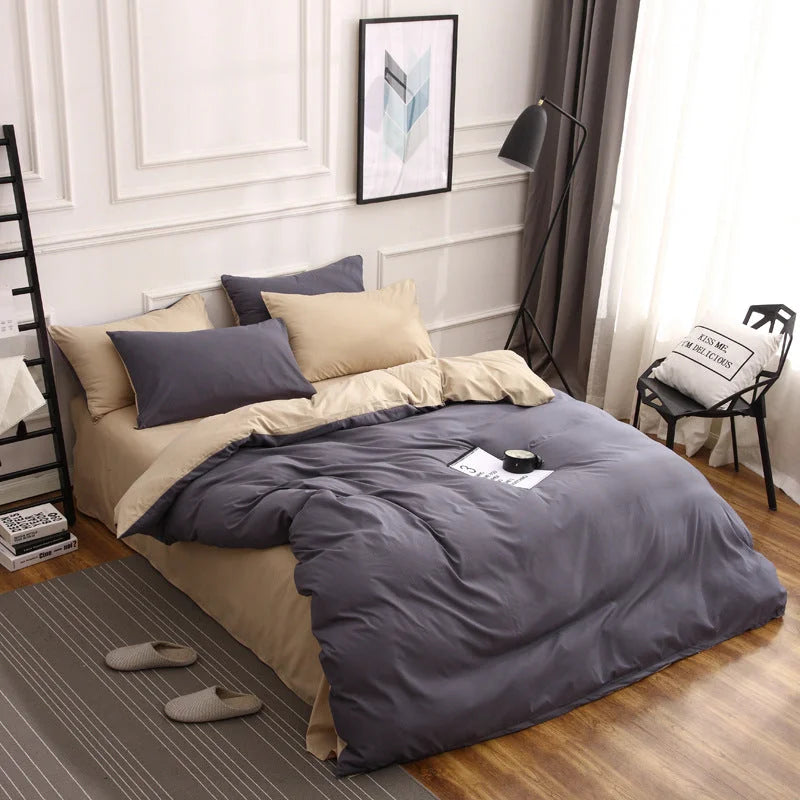 Dark Grey And Khaki Stitching Ultra-Soft Solid Color