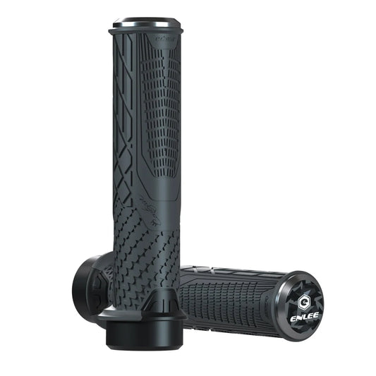 Dark Grey Ergonomic Lock-On Bike Grips - Anti-Slip TPR