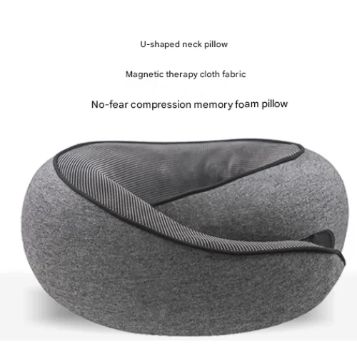 Dark Grey Ergonomic Memory Foam Travel Neck Pillow