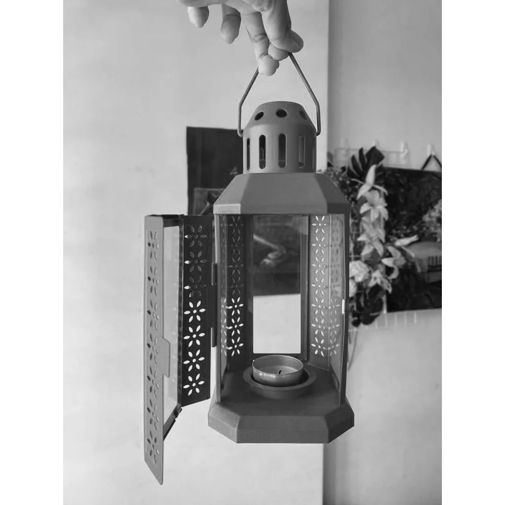 Dark Grey Metal Miners Lantern 21cm Tealight Candle Holder