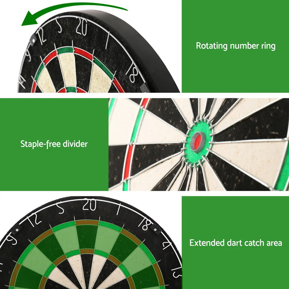 Dartboard 18 Steel Darts Wooden Cabinet Party Game 359