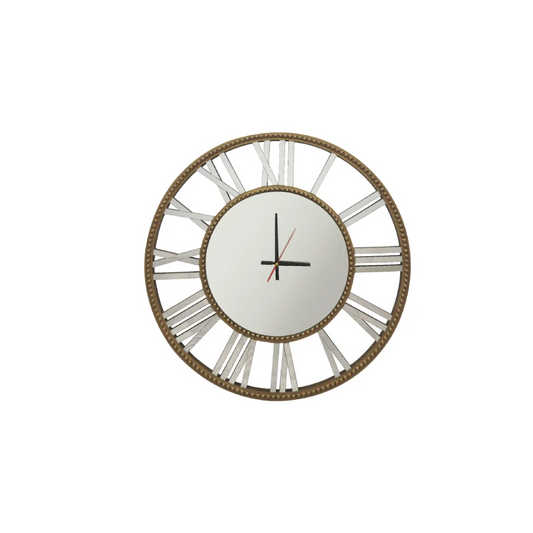 Decorative Beaded Mirrored Clock Gold Beaded - 75cm - Home