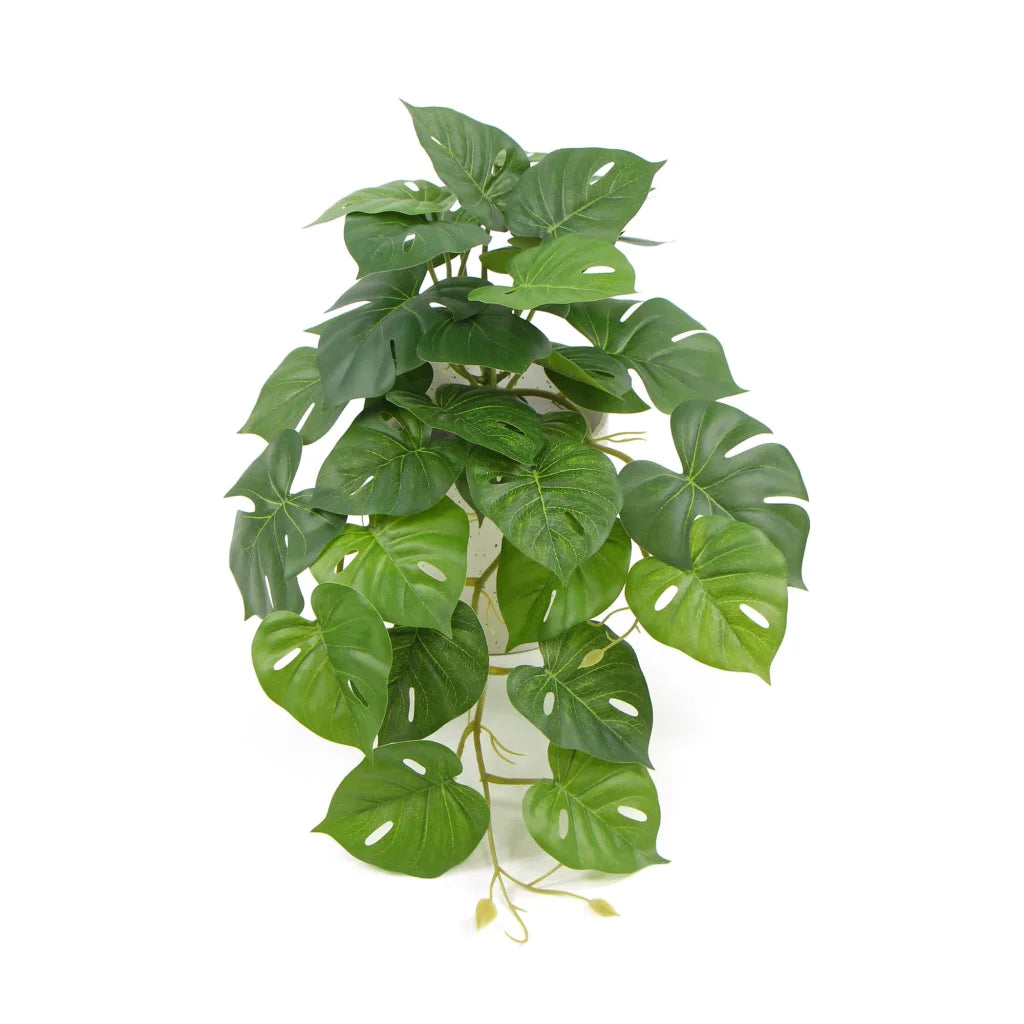 Decorative Ceramic Bowl with Potted Artificial Monstera