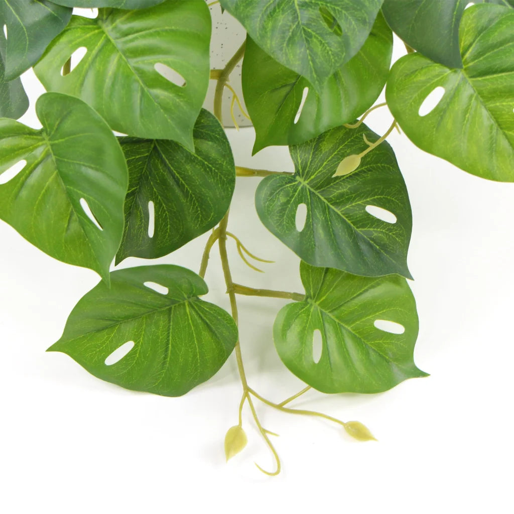 Decorative Ceramic Bowl with Potted Artificial Monstera
