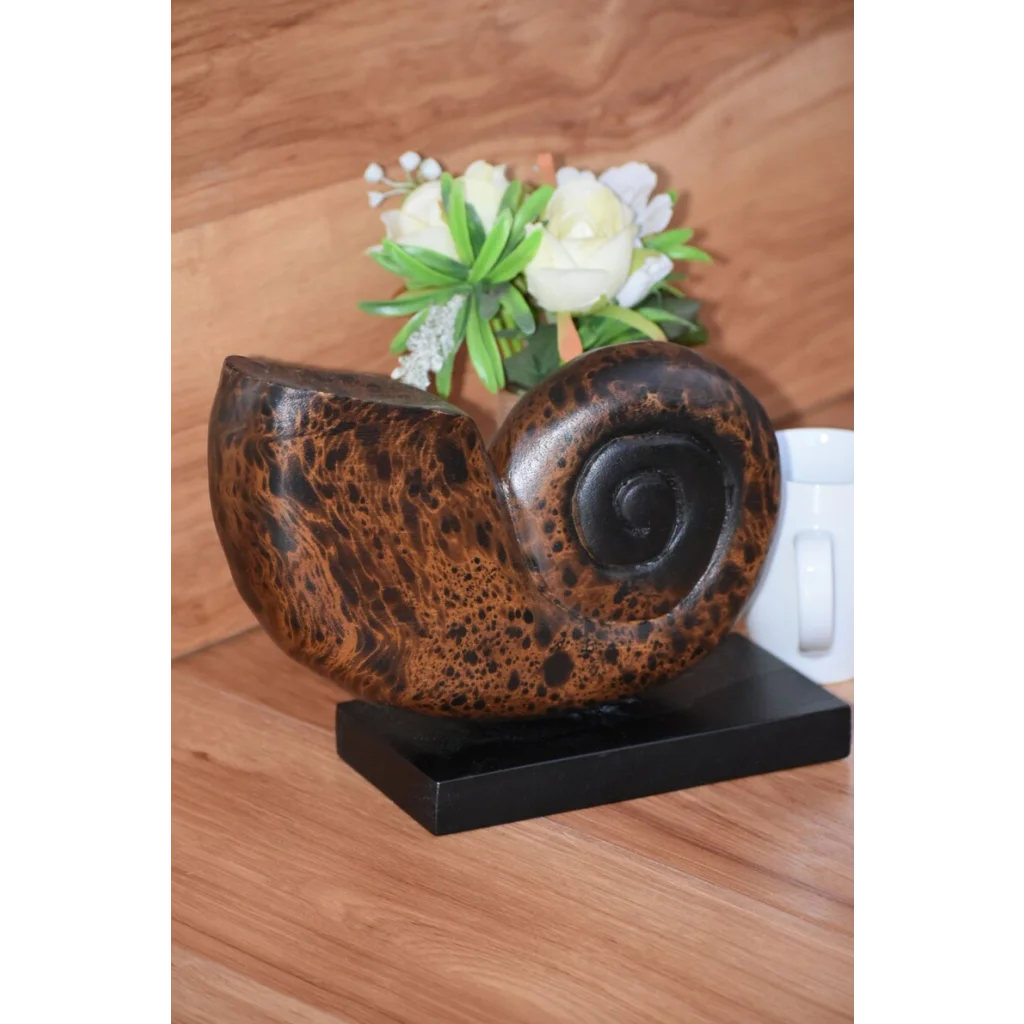 Decorative Hand-Carved Wooden Shell on Stand - Furniture