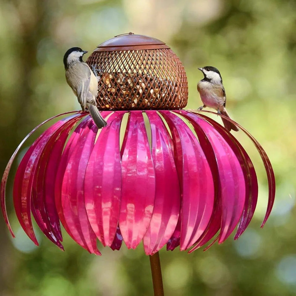 Decorative Metal Flower Garden Bird Feeder Outdoor Hanging