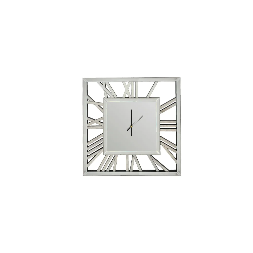 Decorative Silver Mirrored Clock - 60cm - Home & Garden