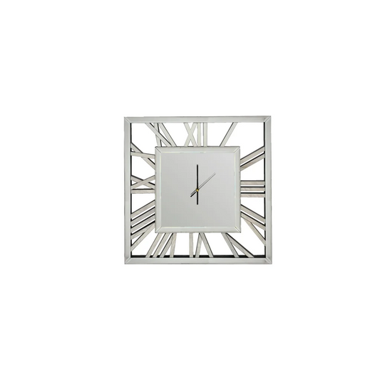 Decorative Silver Mirrored Clock - 60cm - Home & Garden