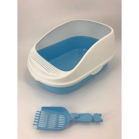 Deep Cat Toilet Litter Box Tray High Wall with Scoop