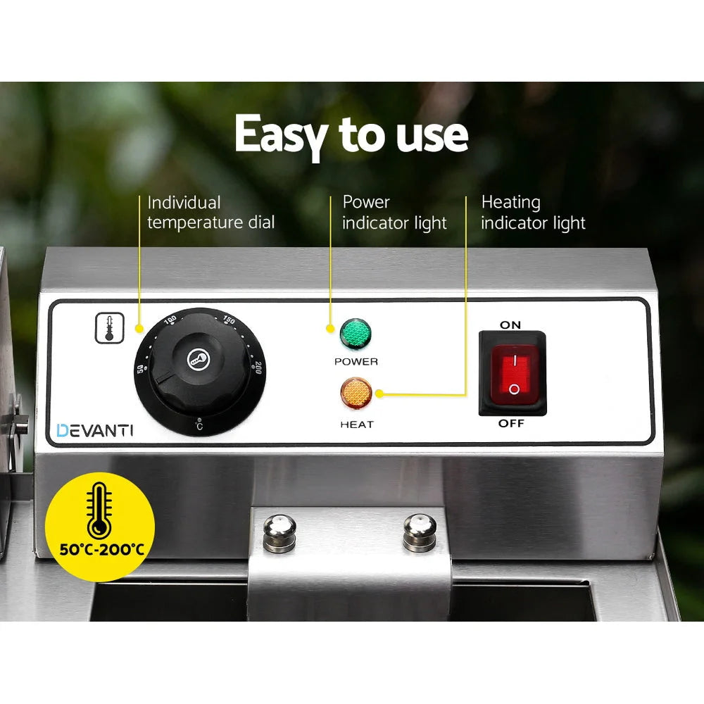 Deep Fryer Commercial Twin Frying Basket Chip Cooker