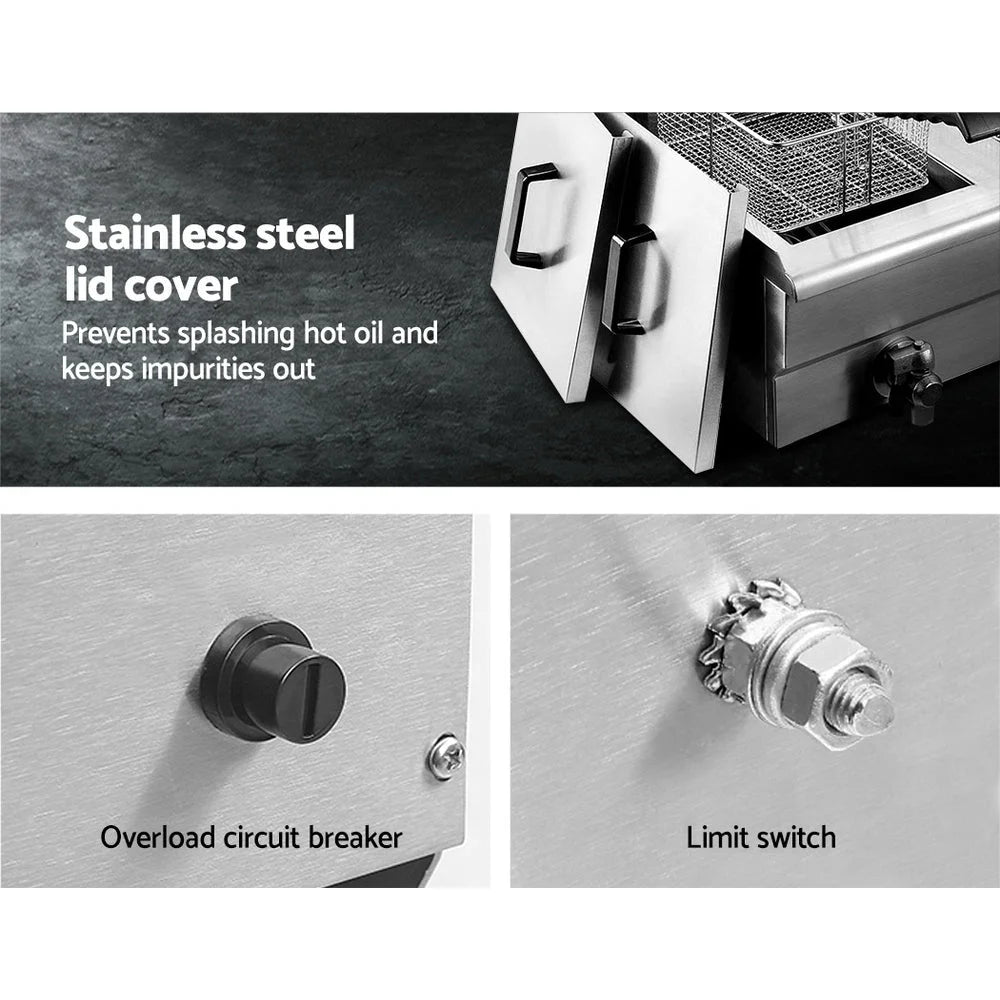 Deep Fryer Commercial Twin Frying Basket Chip Cooker