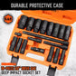 Deep Impact Socket Set 18Pc Imperial SAE Extension Flexible