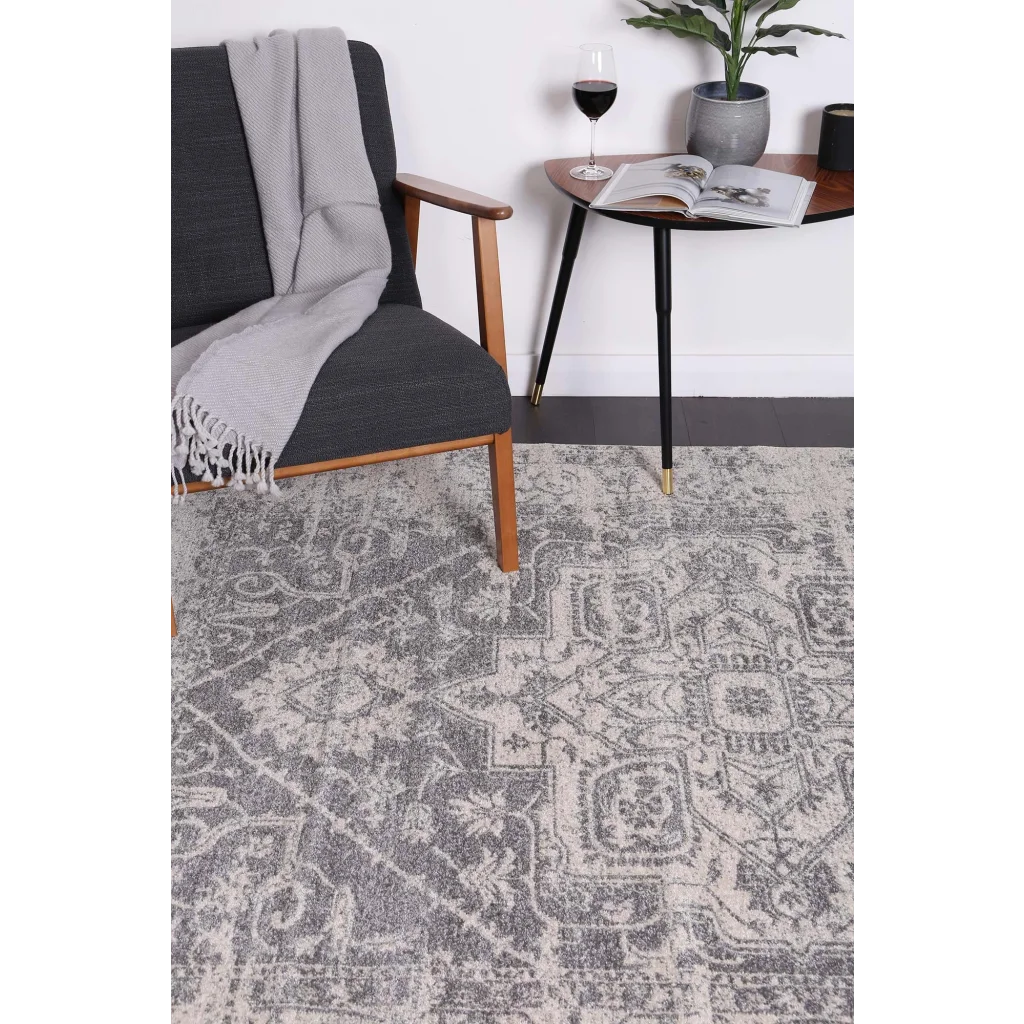 Delicate Audrey Ivory Grey Rug 240x330 - Home & Garden
