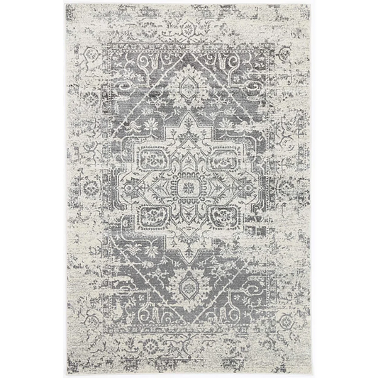 Delicate Audrey Ivory Grey Rug 240x330 - Home & Garden