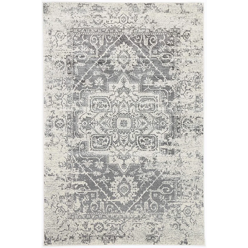 Delicate Audrey Ivory Grey Rug 80x300 - Home & Garden