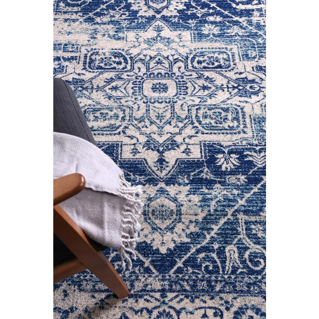 Delicate Audrey Ivory Navy Rug 160x230 - Home & Garden