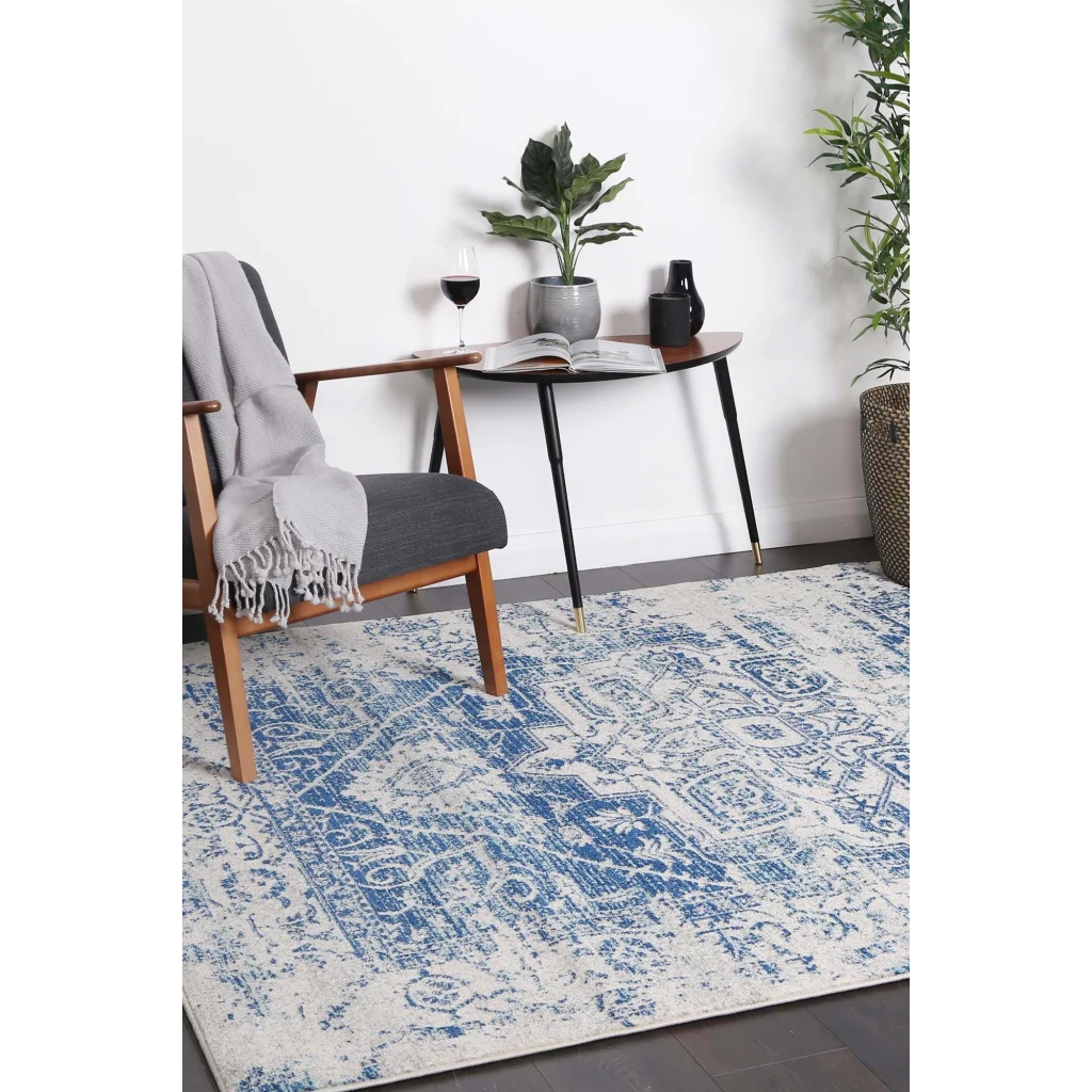 Delicate Audrey Ivory Navy Rug 240x330 - Home & Garden