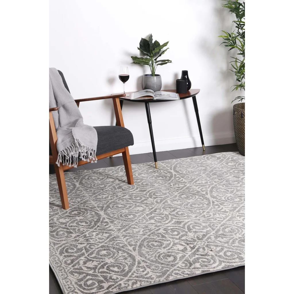 Delicate Katherine Grey Ivory Rug 160x230 - Home & Garden
