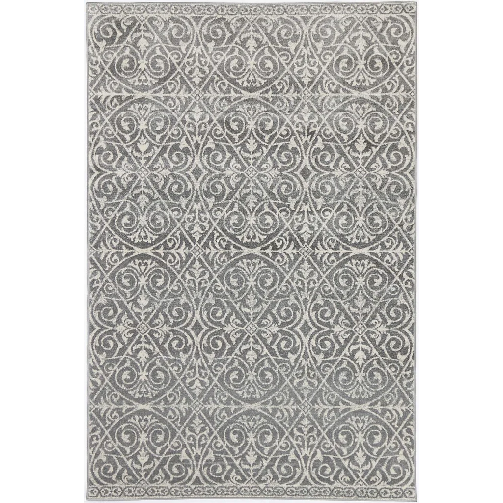 Delicate Katherine Grey Ivory Rug 160x230 - Home & Garden