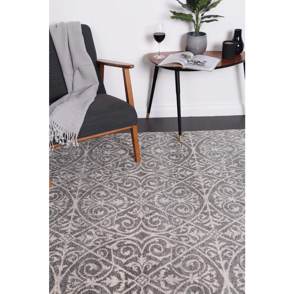 Delicate Katherine Grey Ivory Rug 240x330 - Home & Garden