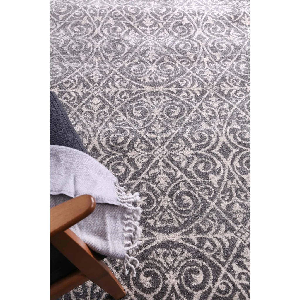 Delicate Katherine Grey Ivory Rug 80x300 - Home & Garden