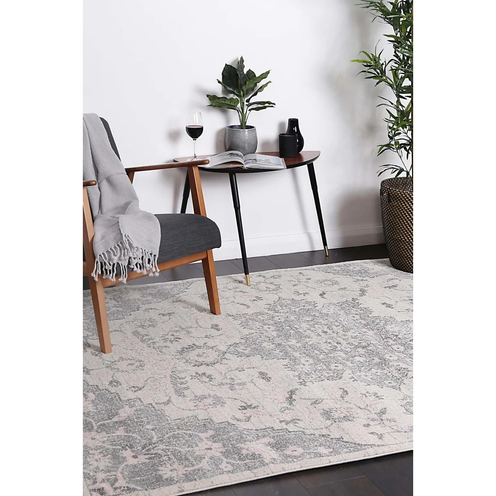Delicate Madeleine Grey Ivory Rug 200x290 - Home & Garden