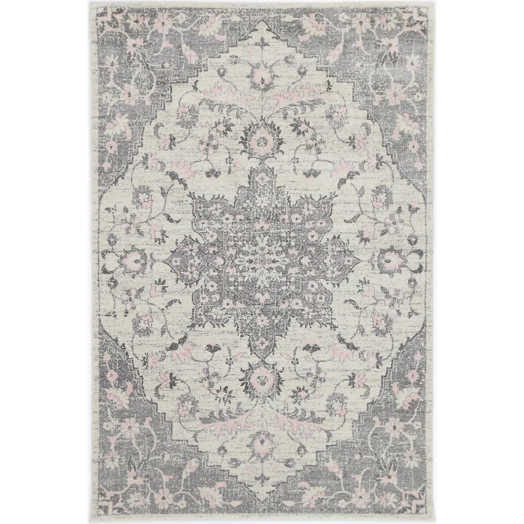 Delicate Madeleine Grey Ivory Rug 80x300 - Home & Garden