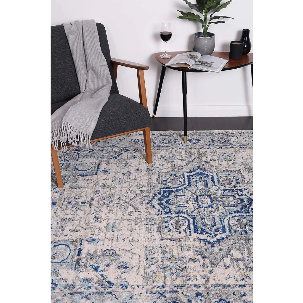 Delicate Melissa Ivory Blue Rug 80x300 - Home & Garden
