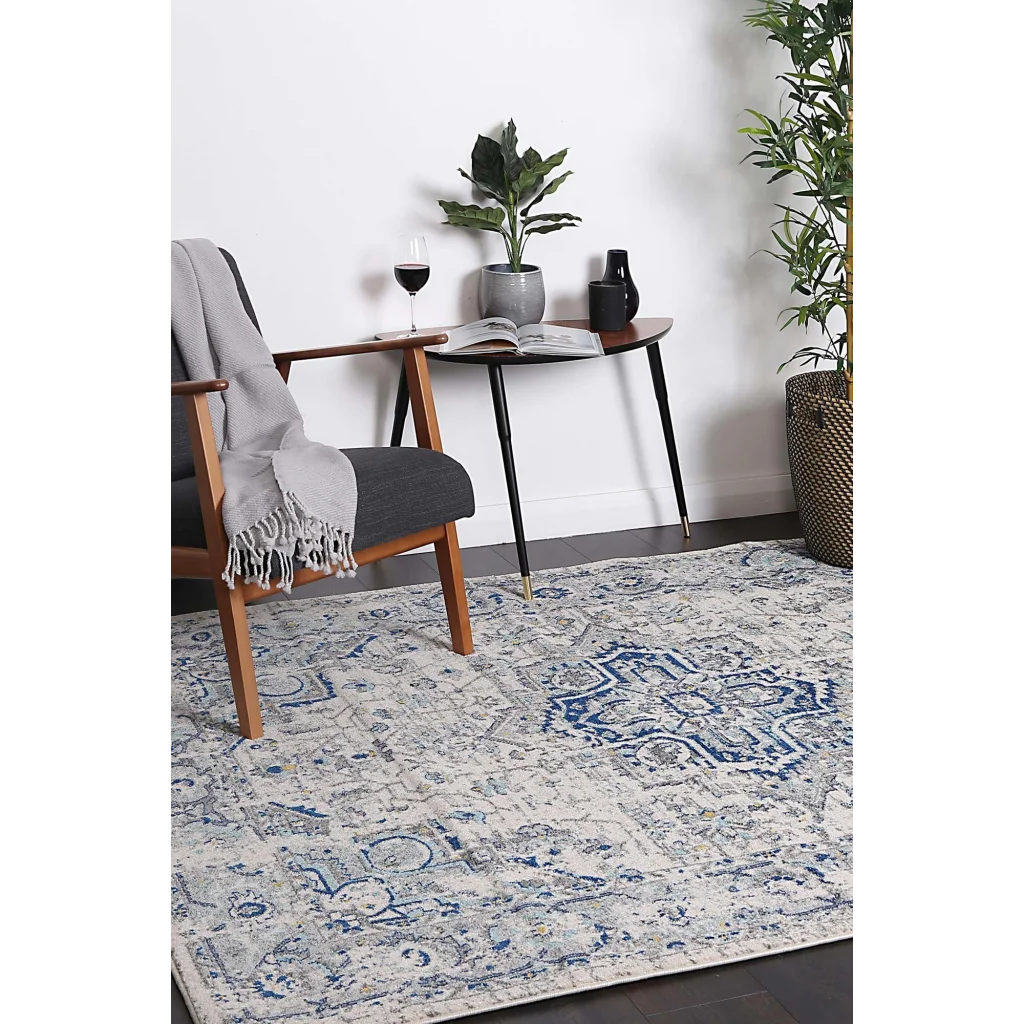 Delicate Melissa Ivory Blue Rug 80x300 - Home & Garden
