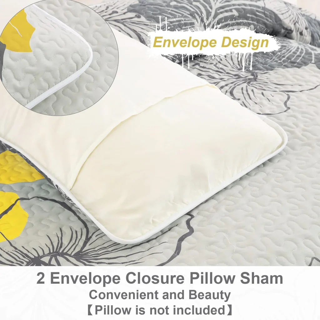 Delicate Quilted Coverlet & Pillowcases Set - Soft Touch