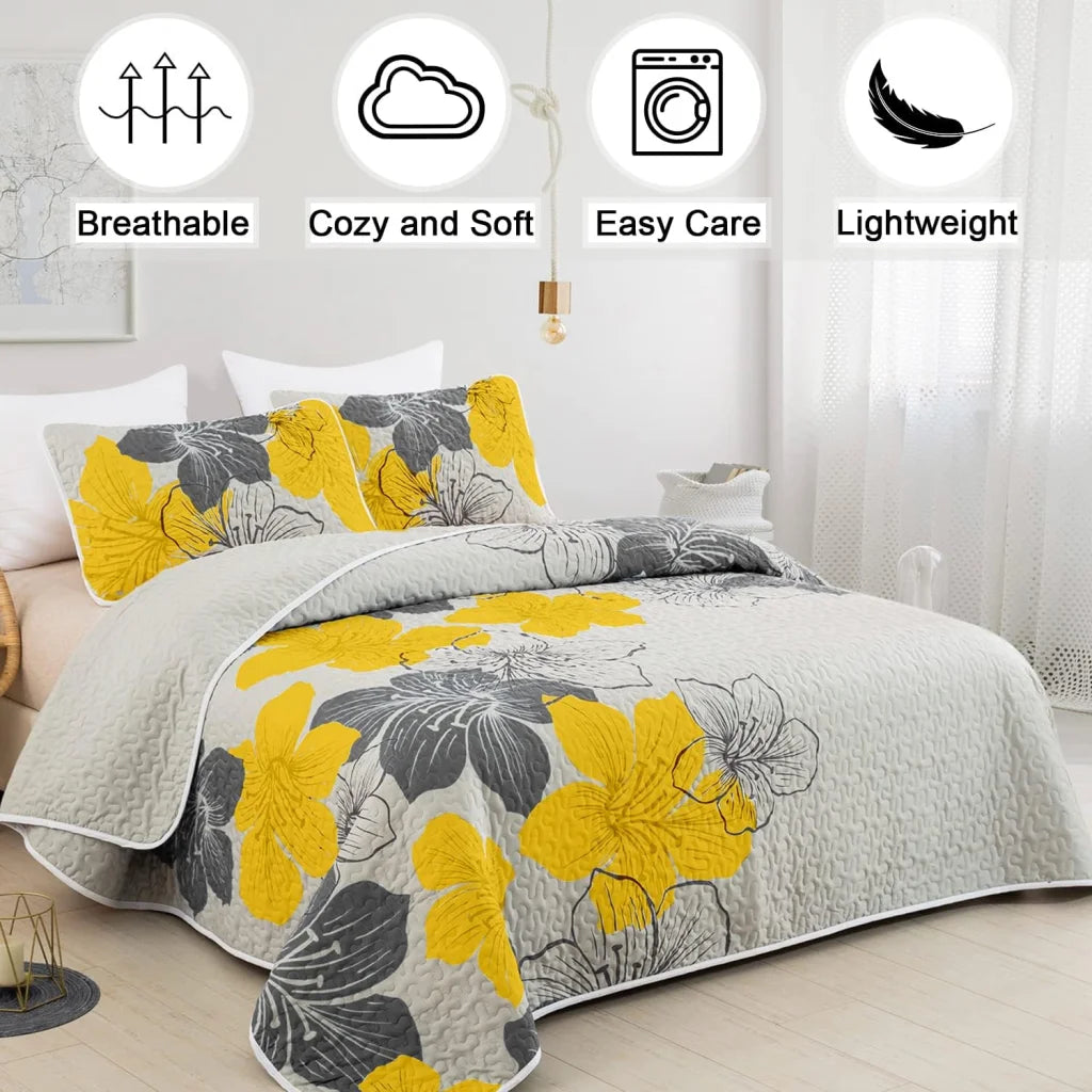 Delicate Quilted Coverlet & Pillowcases Set - Soft Touch