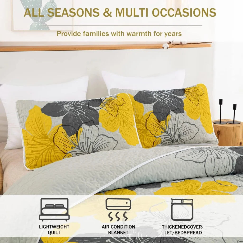 Delicate Quilted Coverlet & Pillowcases Set - Soft Touch