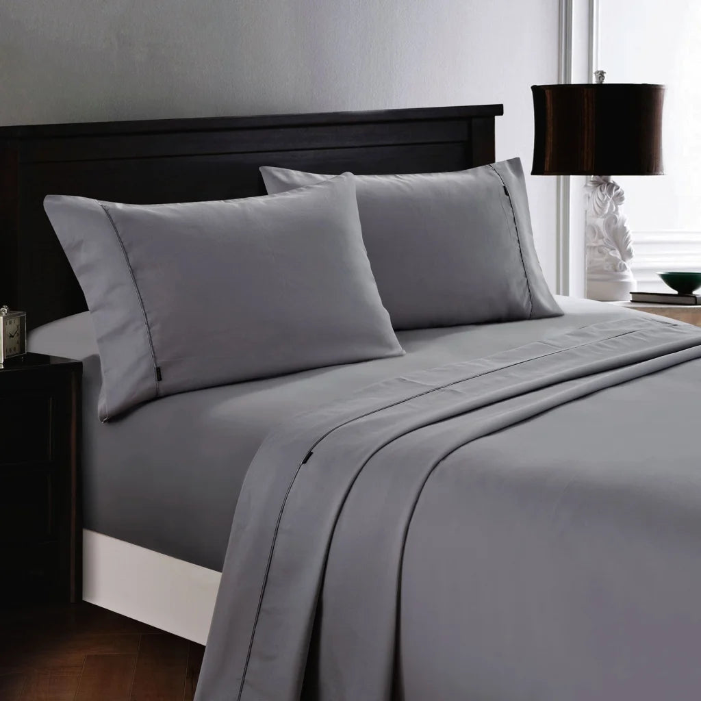 Deluxe Cotton Rich Sheet Set 1200TC Charcoal King Single