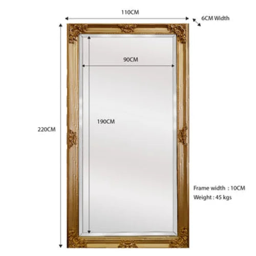 Deluxe French Provincial Ornate Mirror - Gold - X large