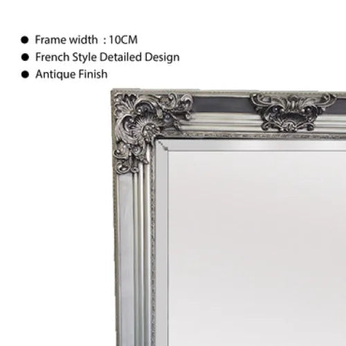 Deluxe French Provincial Ornate Mirror - Silver - X large